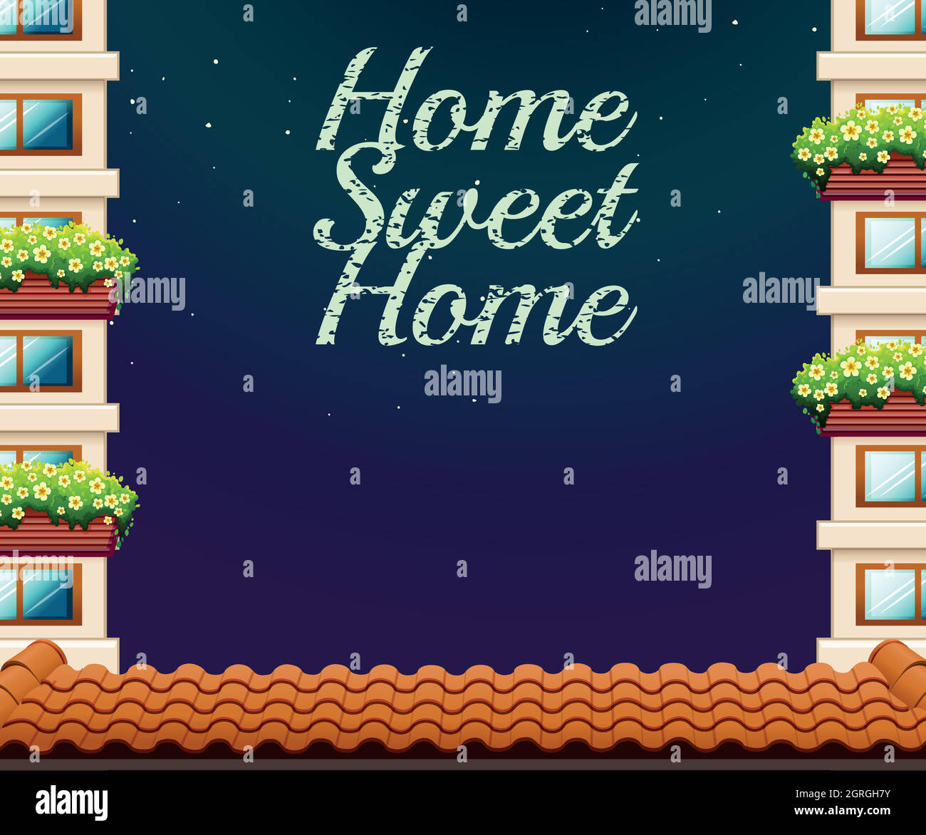 Home sweet home theme at night Stock Vector