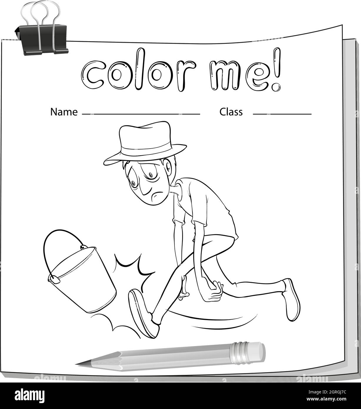 A worksheet with a tired man Stock Vector