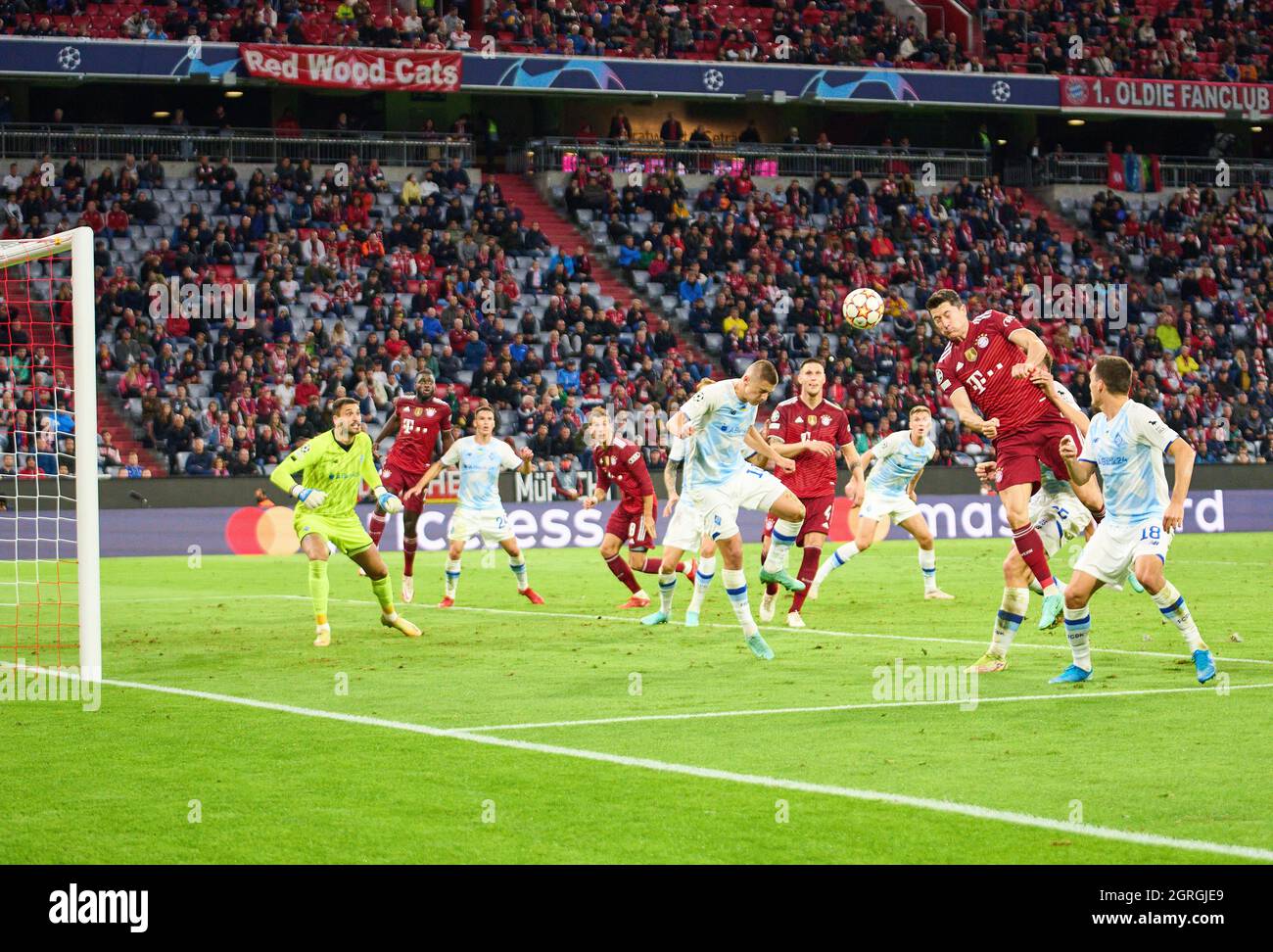 Robert LEWANDOWSKI, FCB 9 Niklas SUELE, SÜLE, FCB 4 Dayot Upamecano , FCB 2 Leon GORETZKA, FCB 8  in the match  FC BAYERN MUENCHEN - FC DYNAMO KIEW (Kyiv) 5-0 of football UEFA Champions League group stage in season 2021/2022 in Munich, September 29, 20201.   © Peter Schatz / Alamy Live News Stock Photo