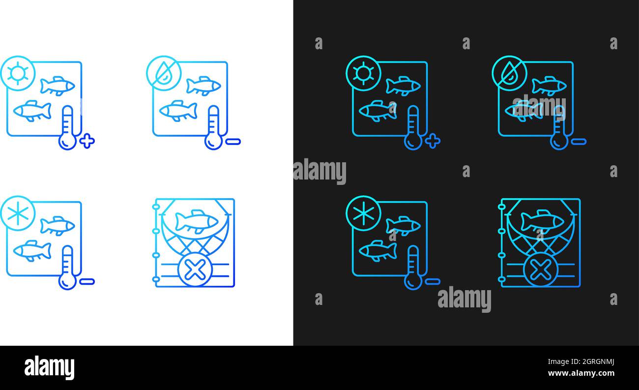Fish products sterilization gradient icons set for dark and light mode Stock Vector