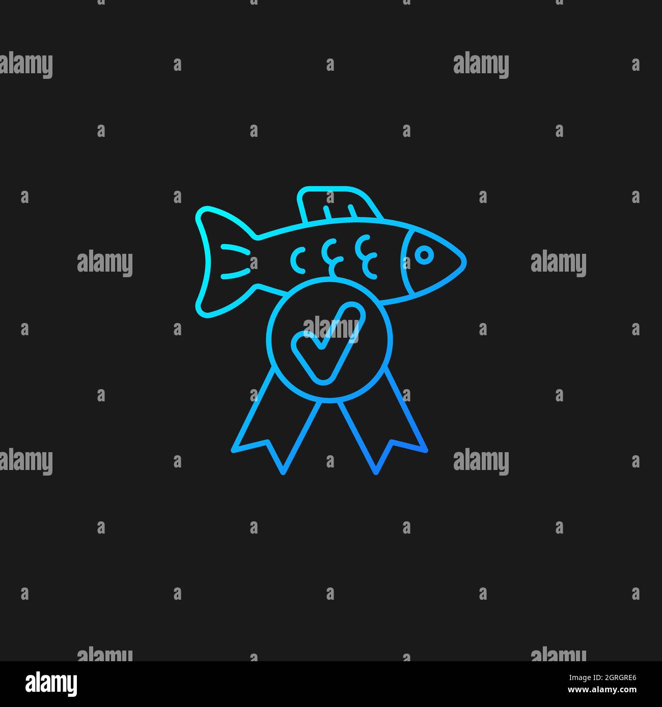 Fish quality control gradient vector icon for dark theme Stock Vector