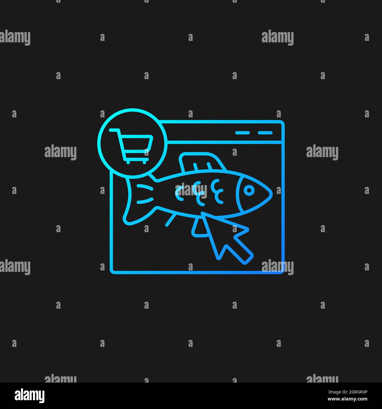 Online fish order gradient vector icon for dark theme Stock Vector