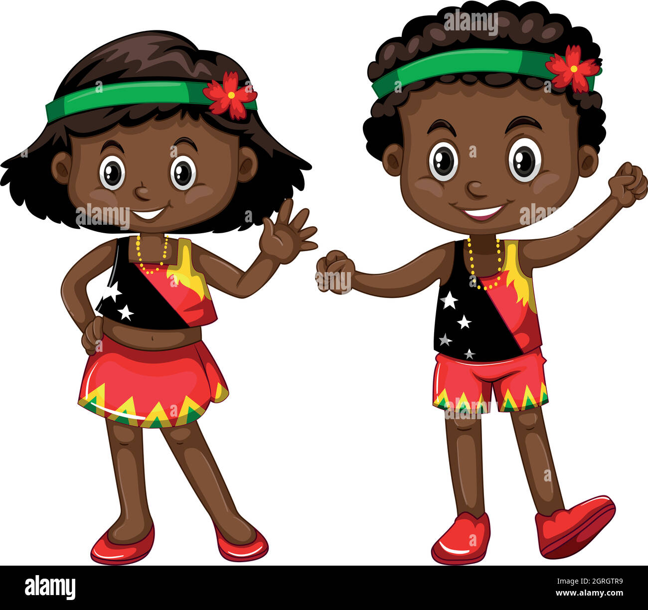 Boy and girl from Papua New Guinea Stock Vector