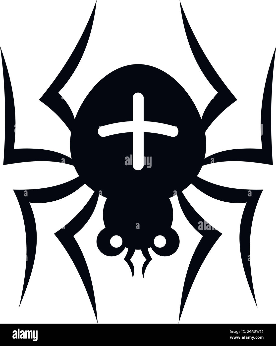 Spider with a cross on his back icon, simple style Stock Vector