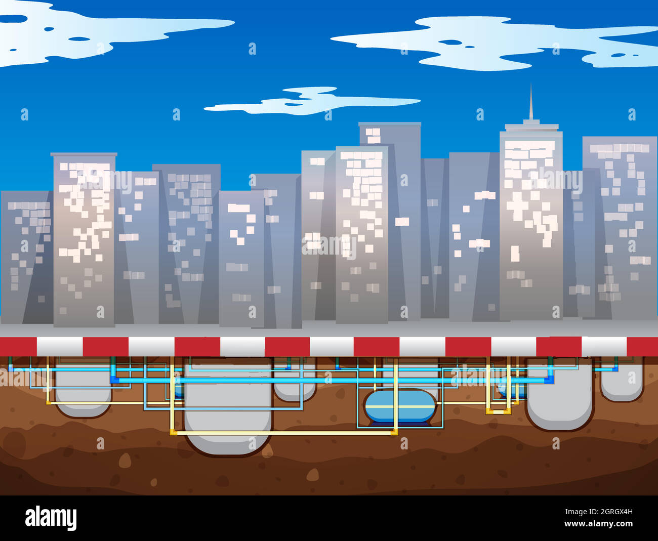 Water pipe underground of the city Stock Vector