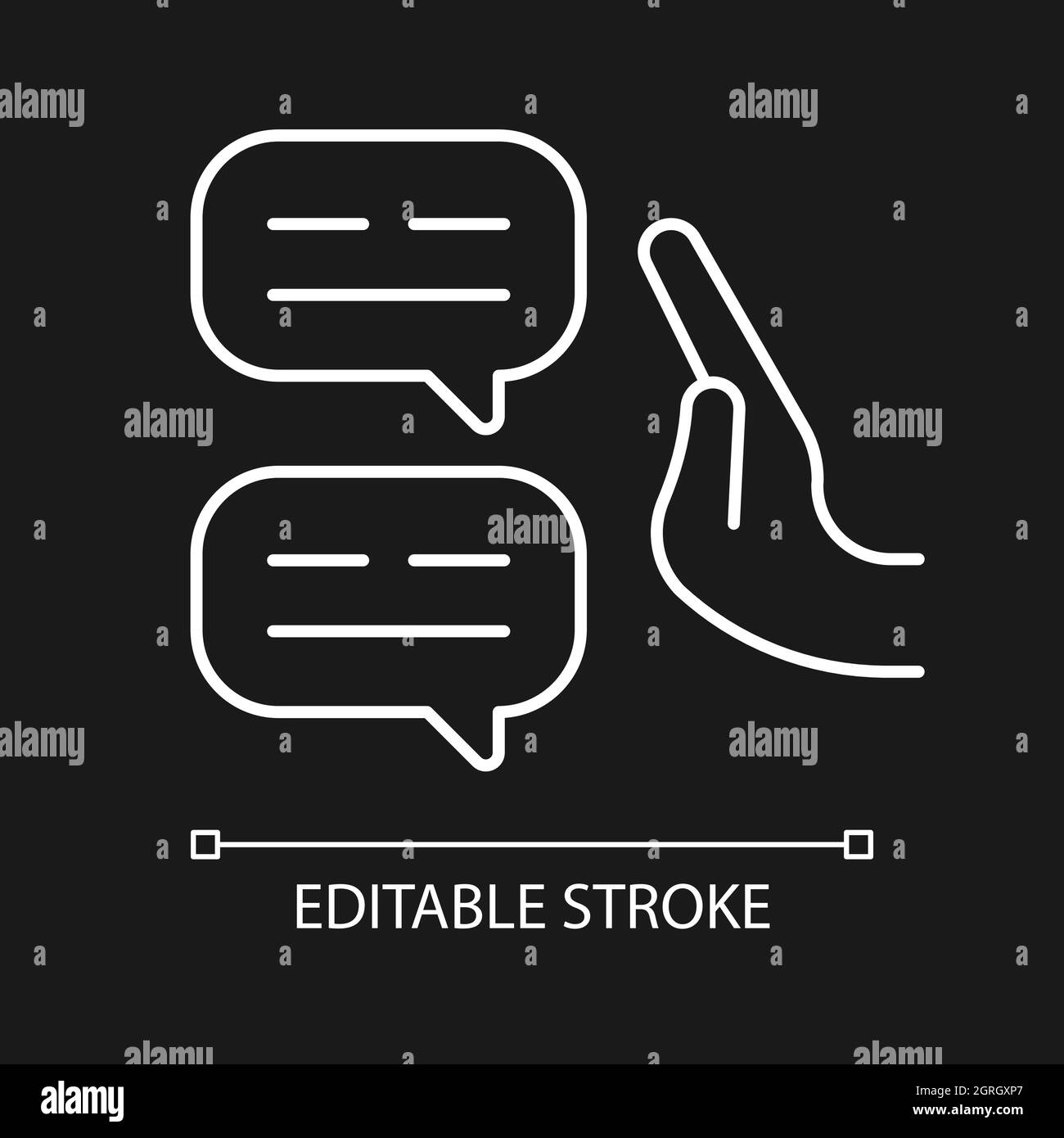 Sceptical view white linear icon for dark theme Stock Vector