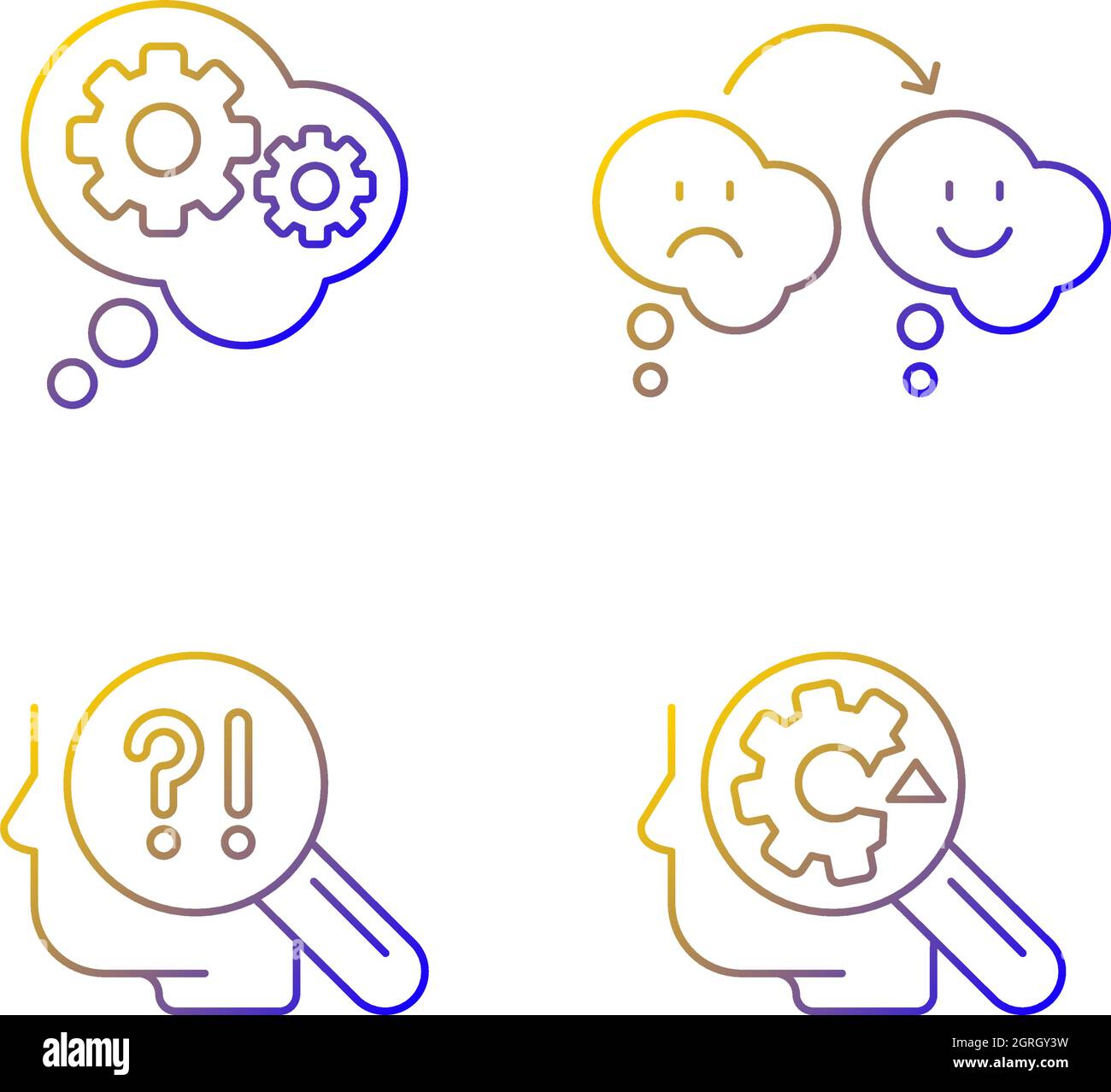 Recognize ones weaknesses linear vector icons set Stock Vector