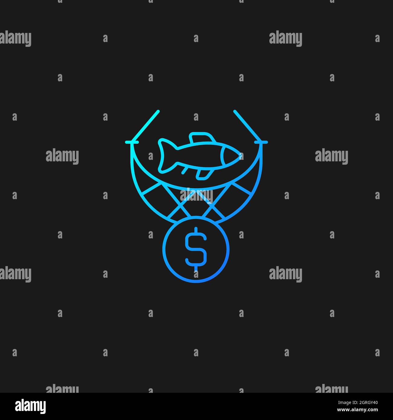 Commercial fishing gradient vector icon for dark theme Stock Vector