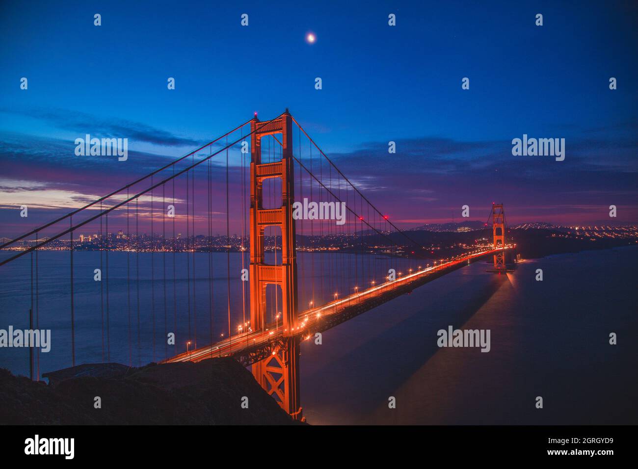 Golden gate bridge night aerial view hi-res stock photography and ...