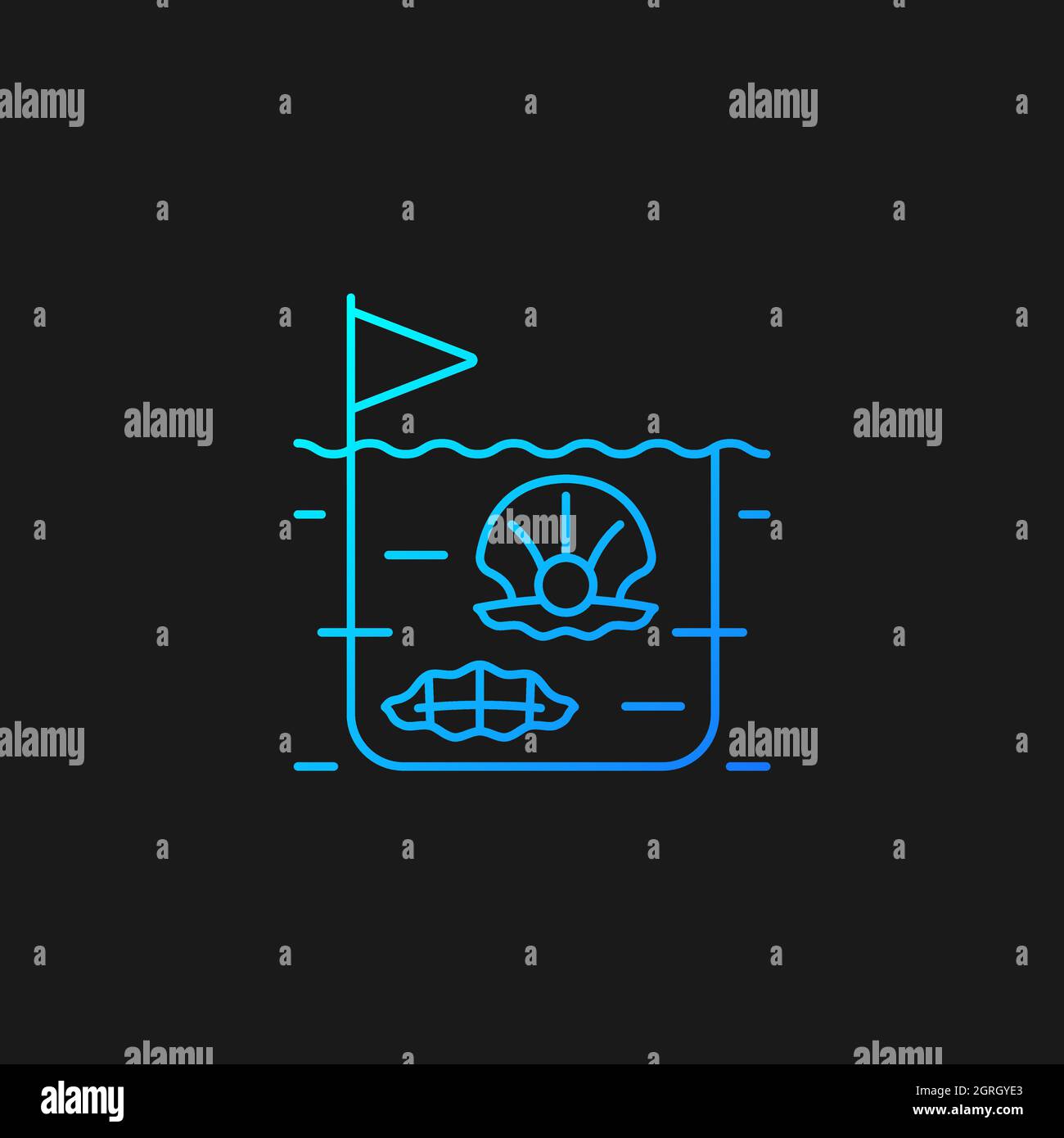 Pearl farming gradient vector icon for dark theme Stock Vector