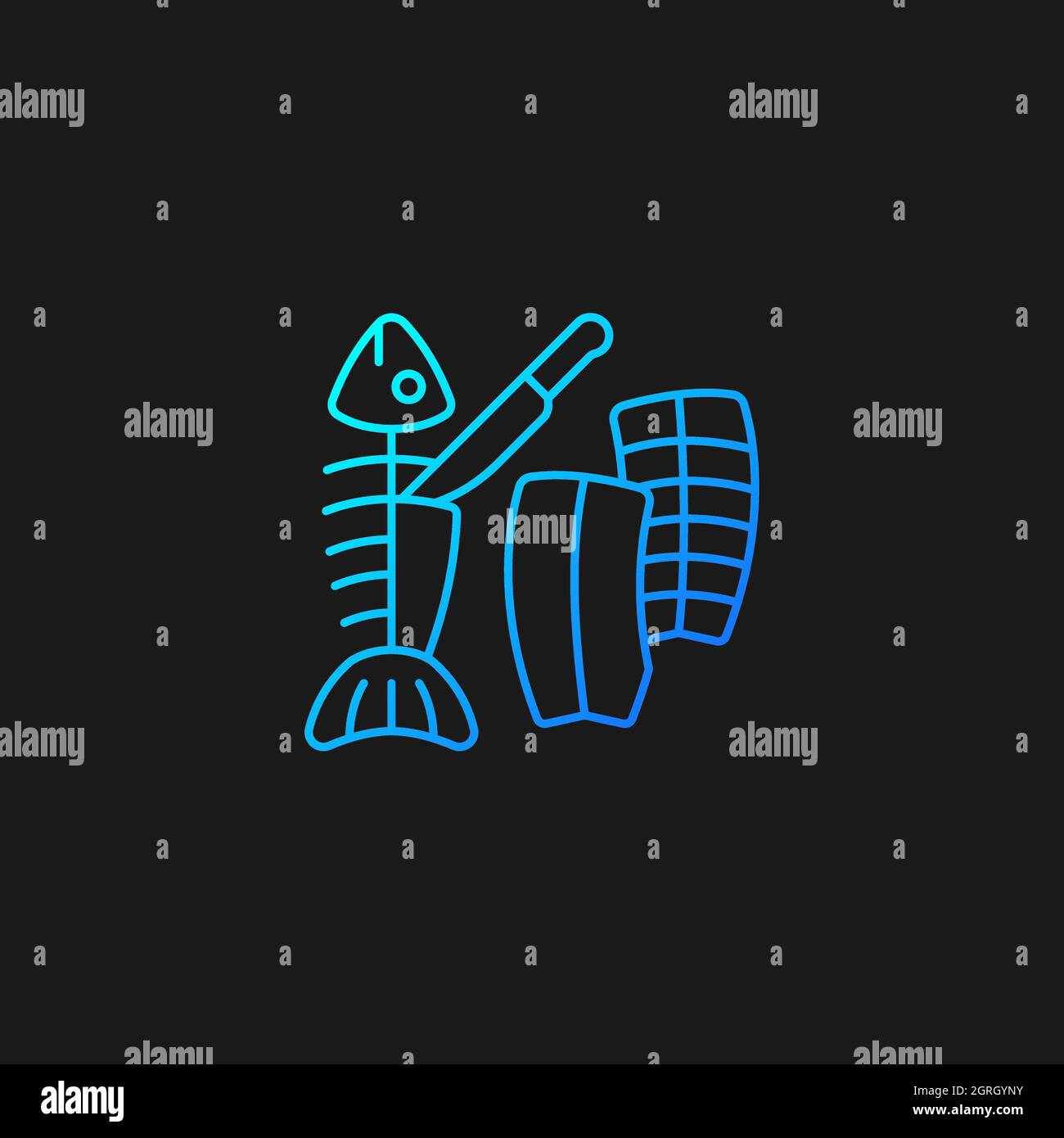 Fillet carving gradient vector icon for dark theme Stock Vector