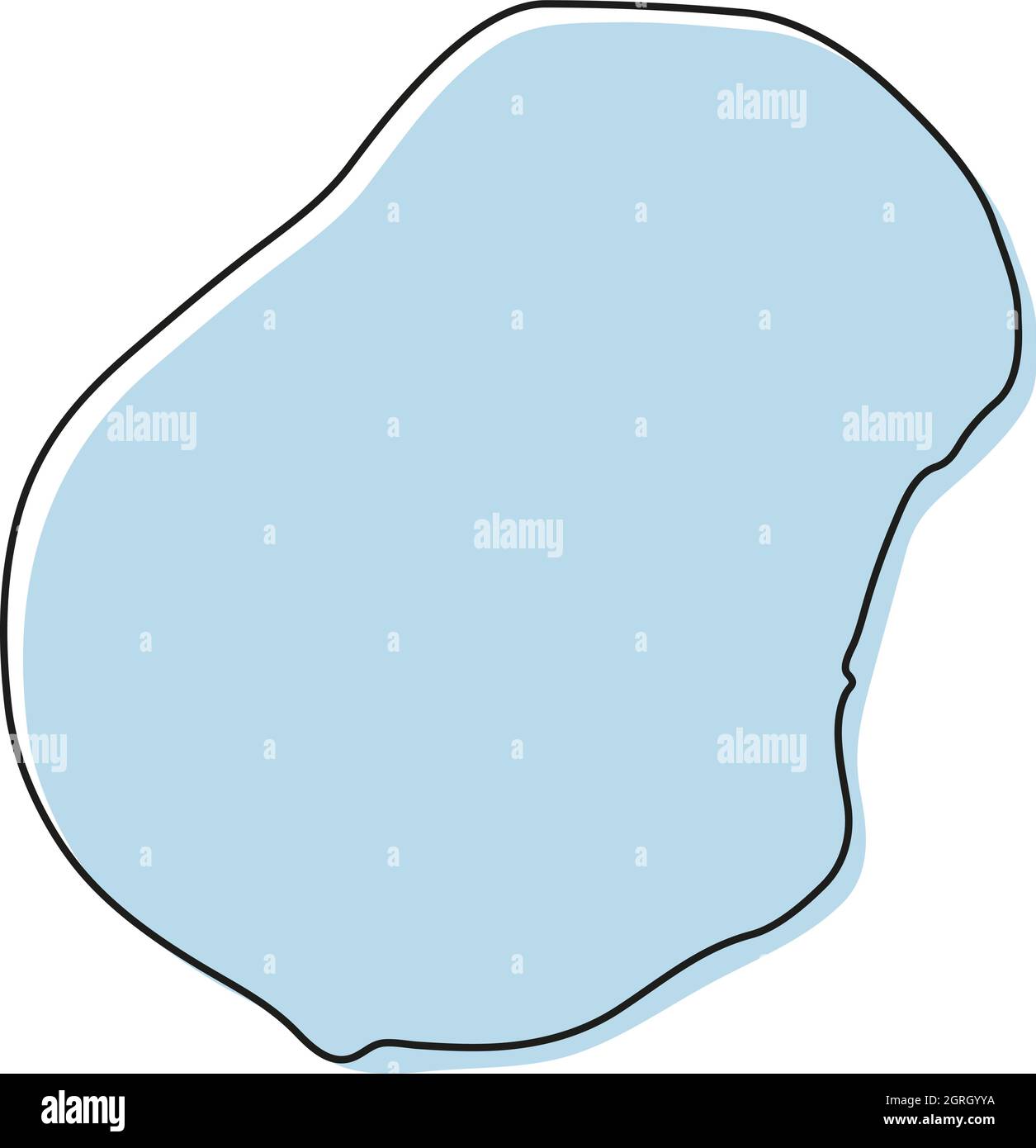 Stylized simple outline map of Nauru icon. Blue sketch map of Nauru ...