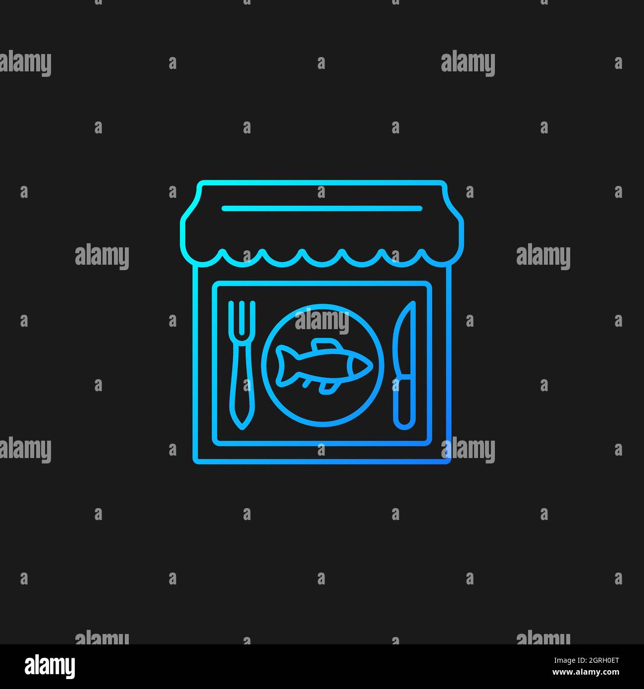 Seafood restaurant gradient vector icon for dark theme Stock Vector ...