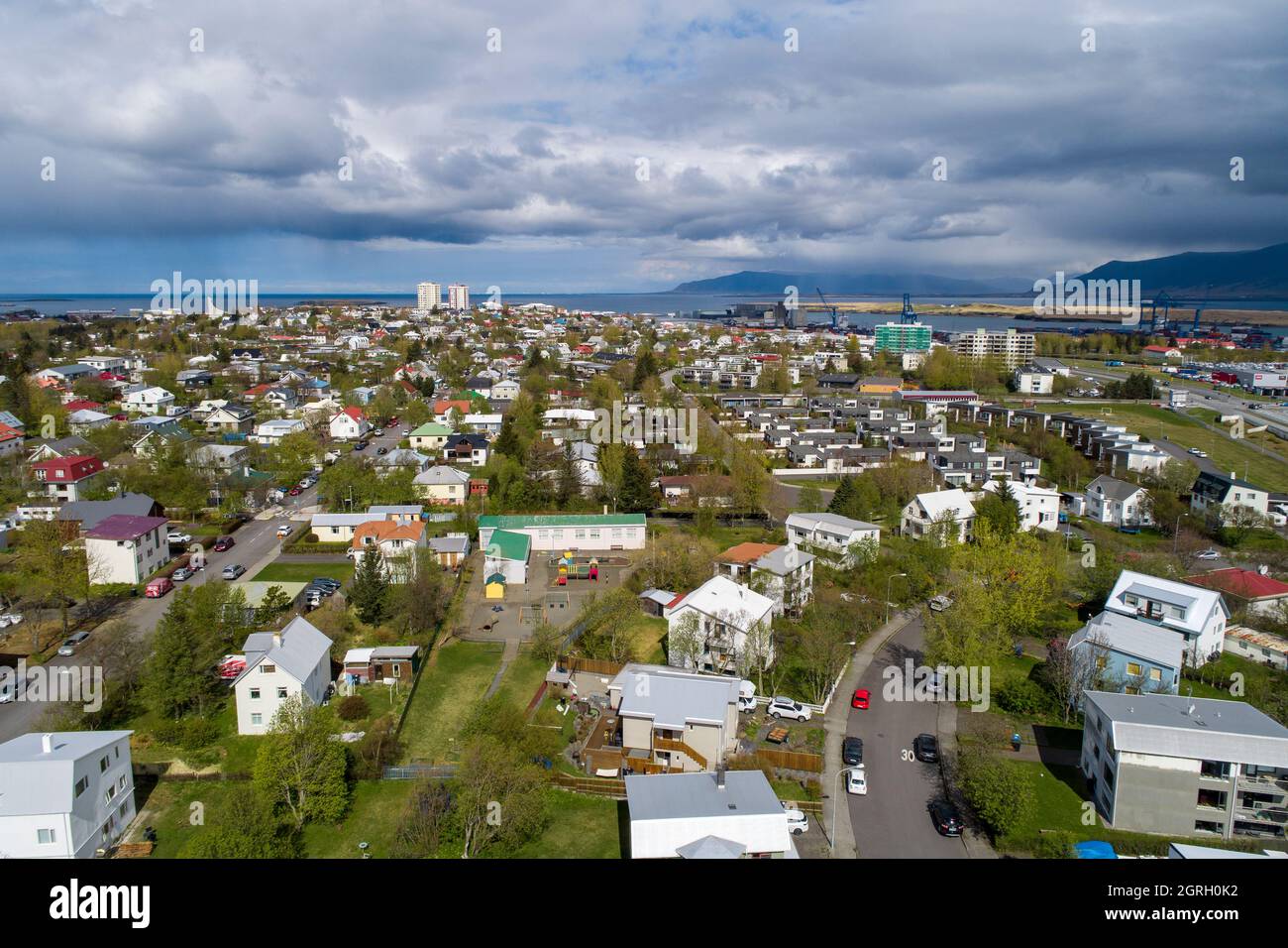 Areal view of Reykjavik, Iceland. Stock Photo