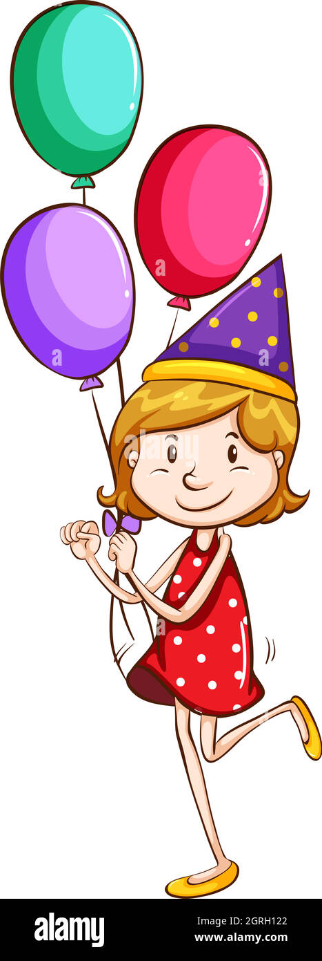 A simple drawing of a young girl with balloons Stock Vector Image & Art -  Alamy