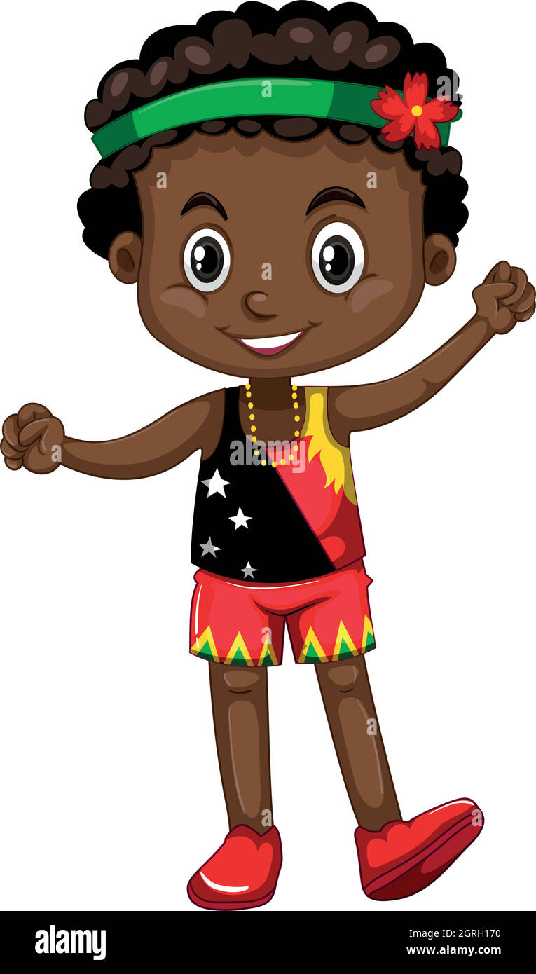 Papua New Guinea boy with happy face Stock Vector