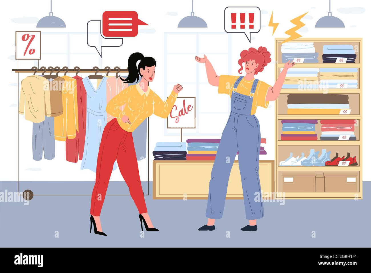 Flat cartoon pair of quarreling characters in clothing store, vector  illustration concept Stock Vector Image & Art - Alamy