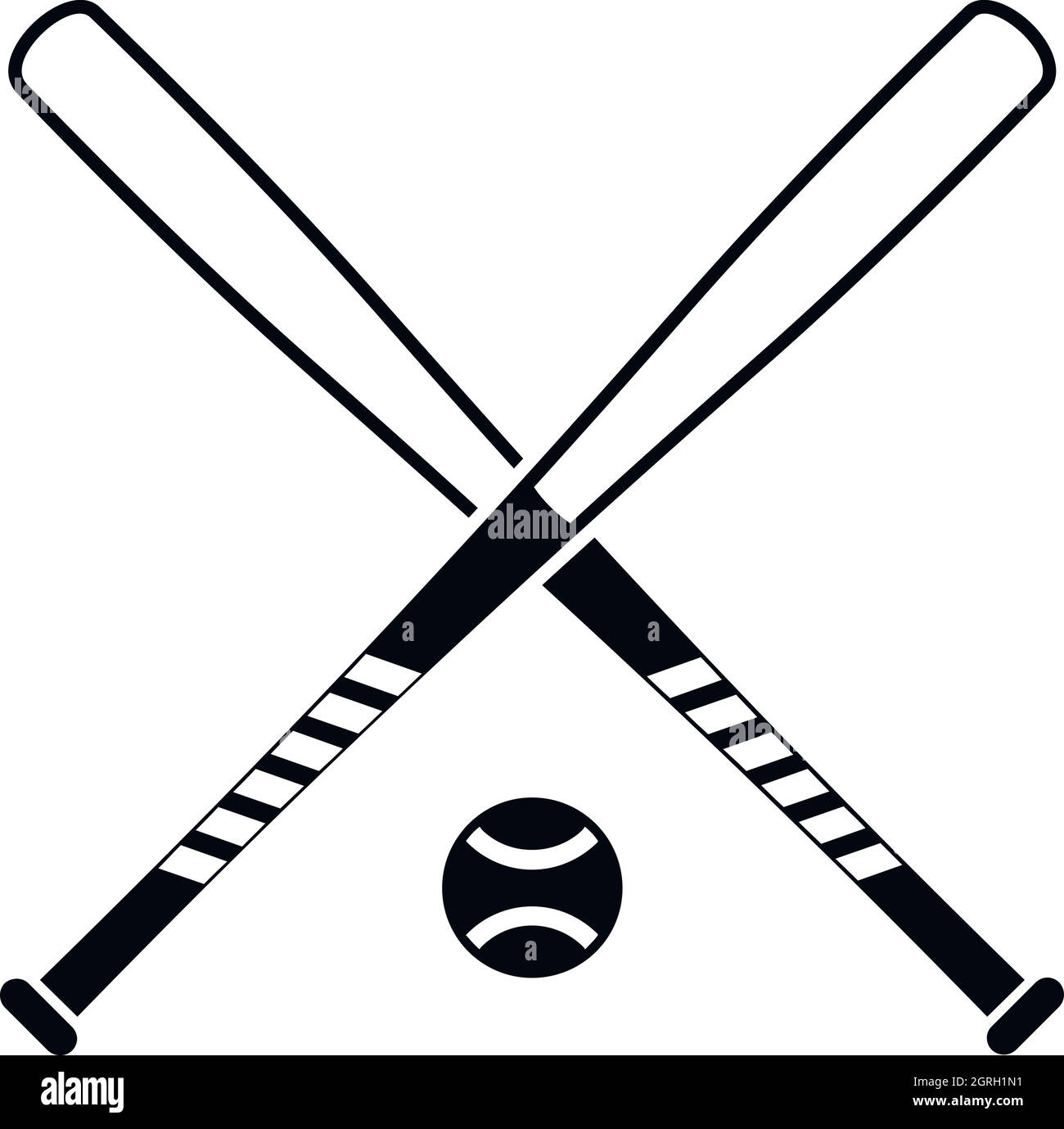 Crossed baseball bats and ball icon, simple style Stock Vector