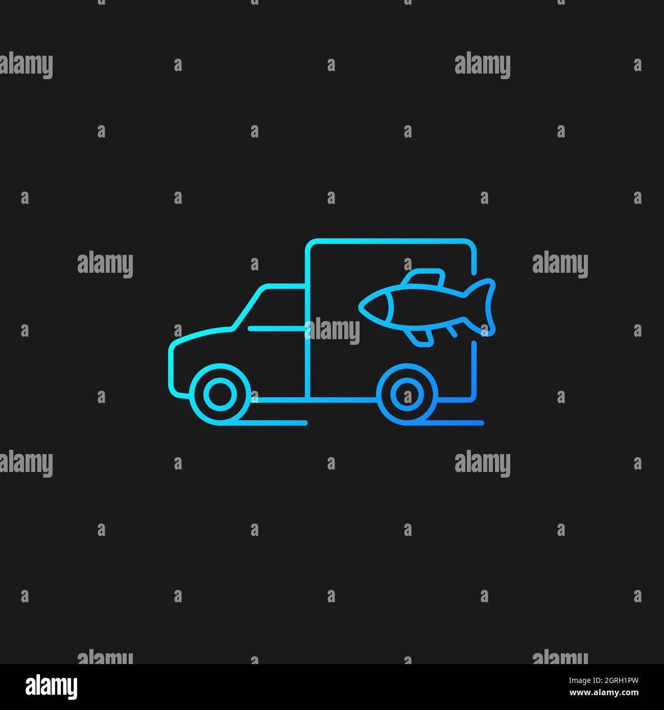 Fish transporting gradient vector icon for dark theme Stock Vector