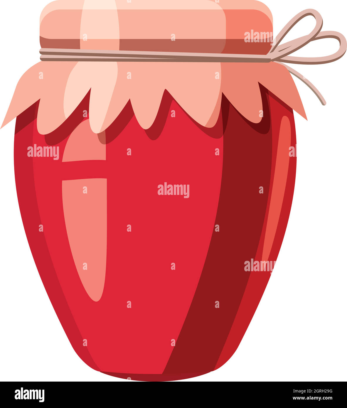 Strawberry jam glass jar icon, cartoon style Stock Vector