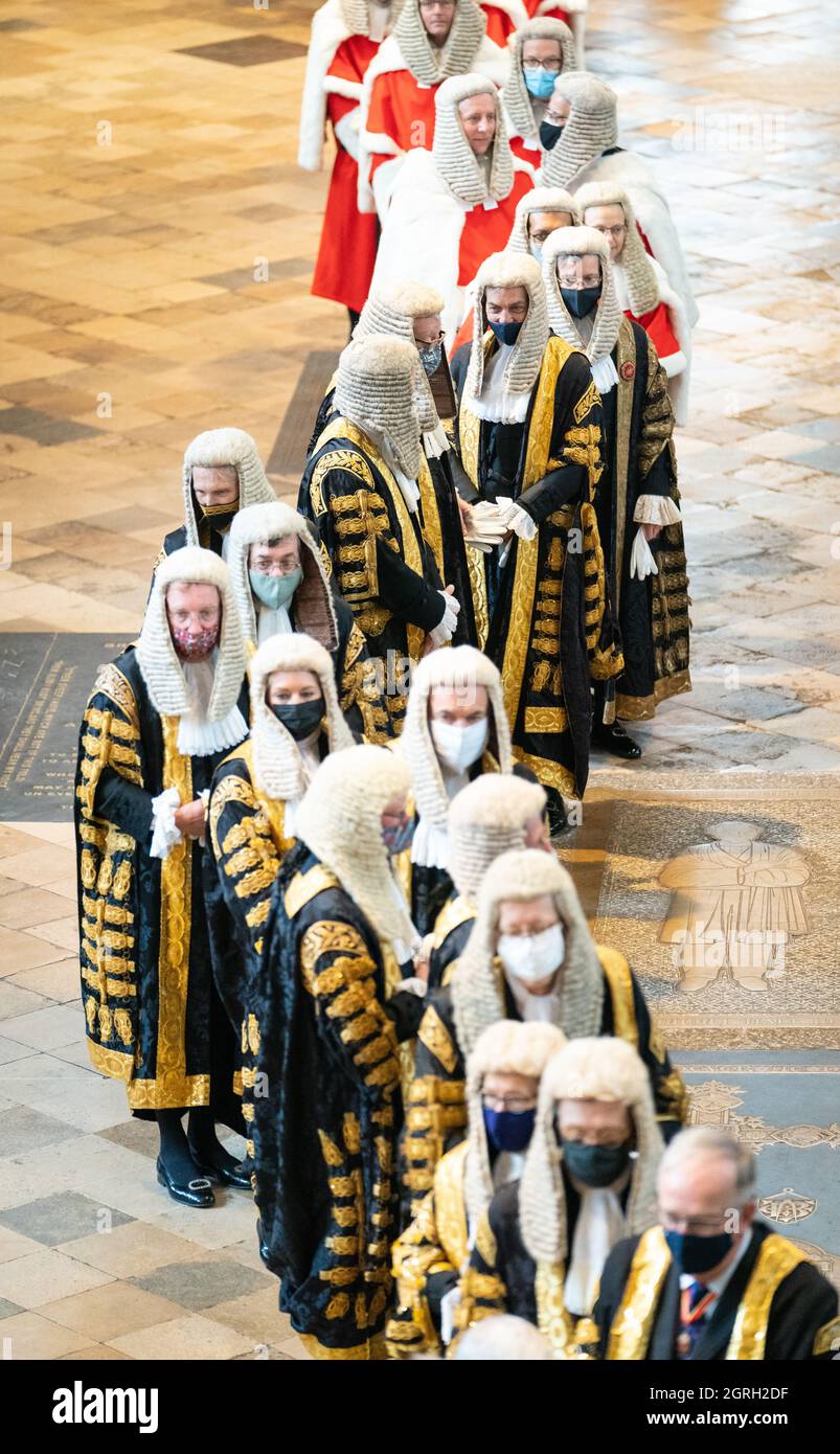 Judges process into Westminster Abbey, London, as they arrive for the annual Judges Service
