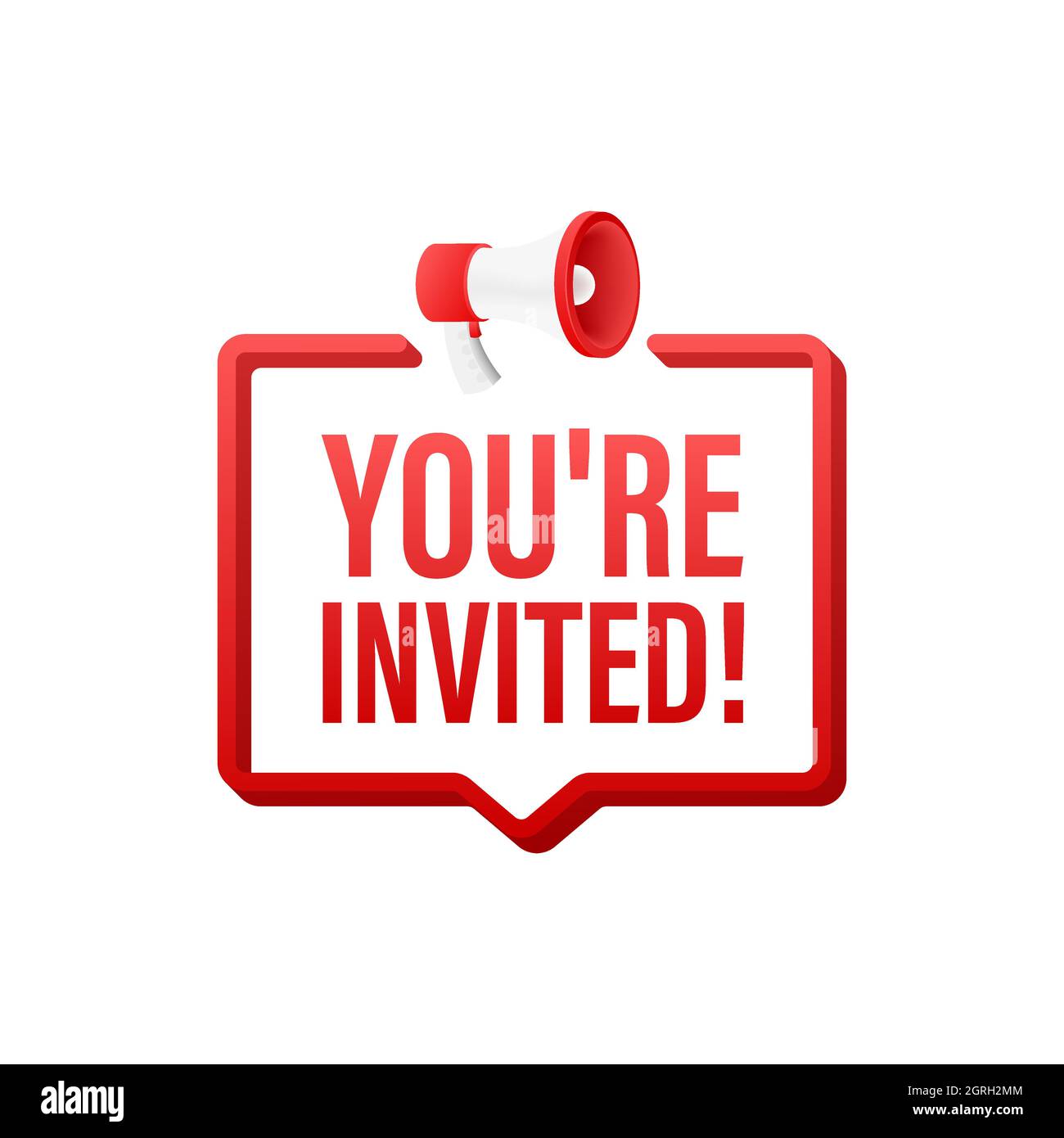 Megaphone banner, business concept with text You re invited. Vector ...