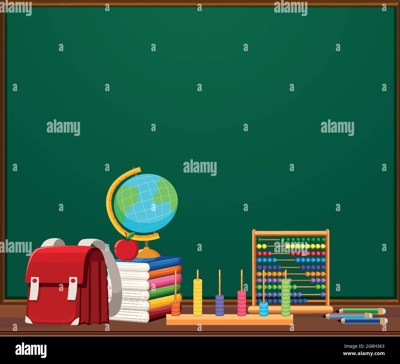 A chalkboard template with objects Stock Vector