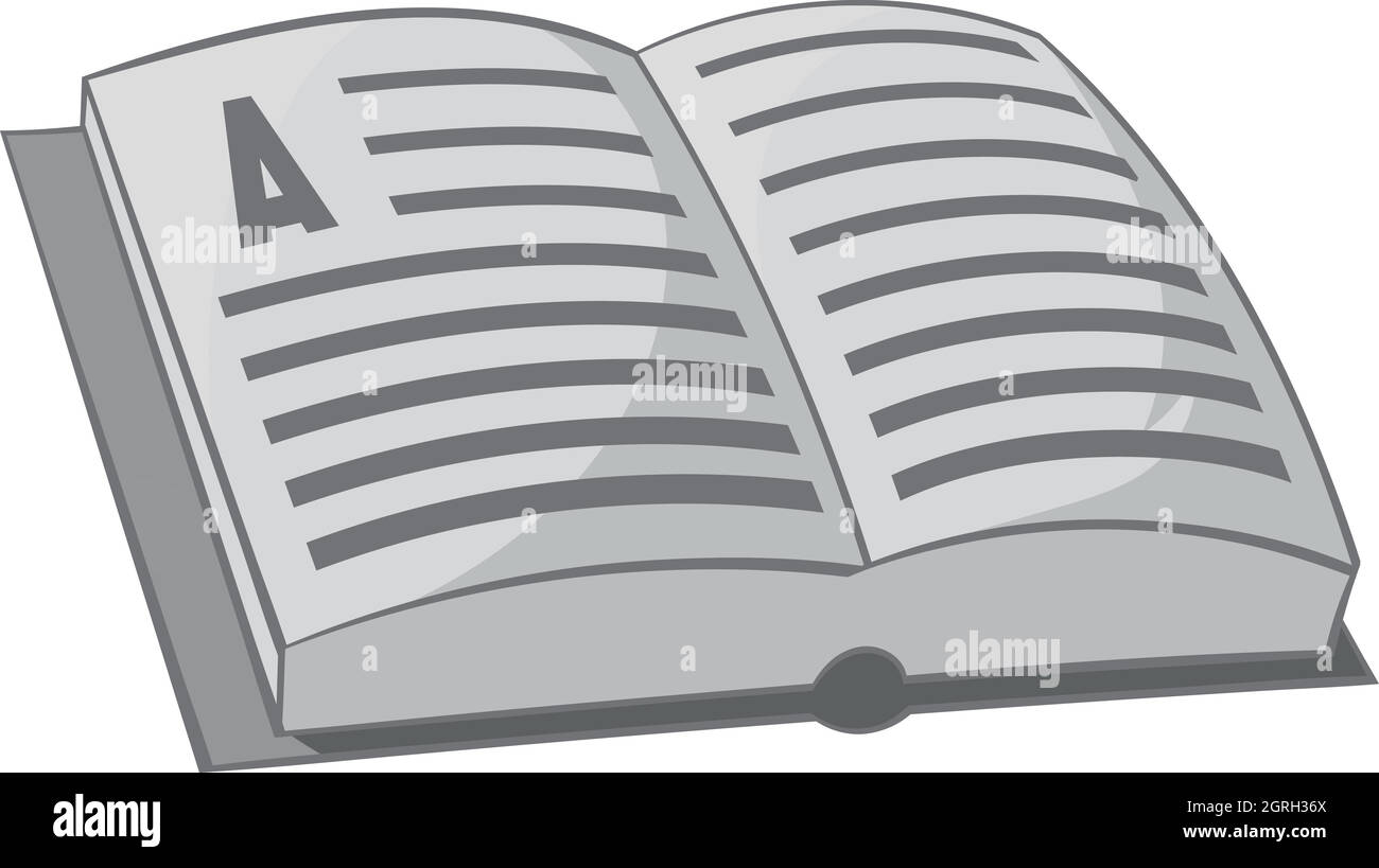 Open book with text icon, black monochrome style Stock Vector