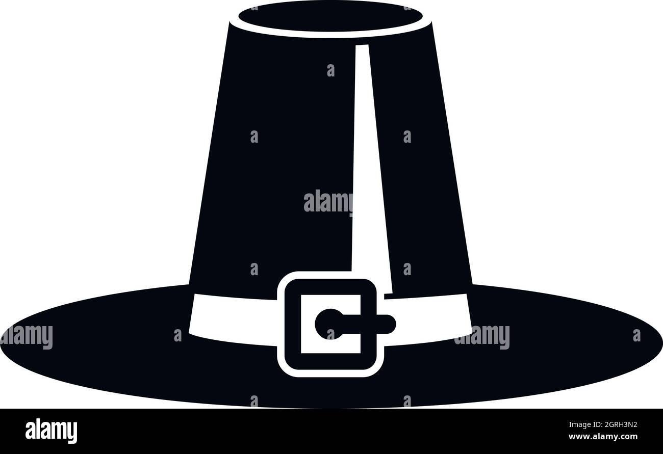 Pilgrim hat icon in simple style Stock Vector