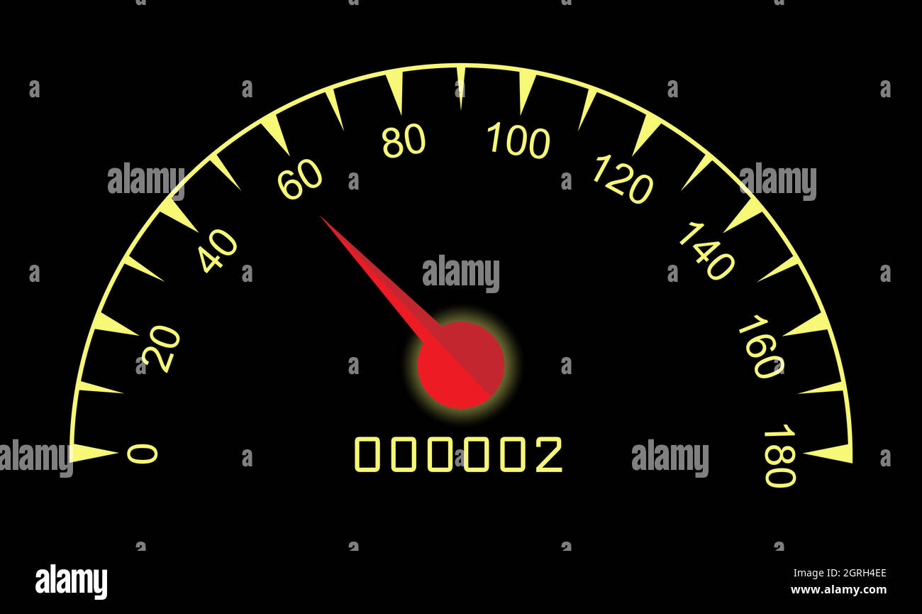 car dashboard speedometer scale, driving speed and mileage, simple