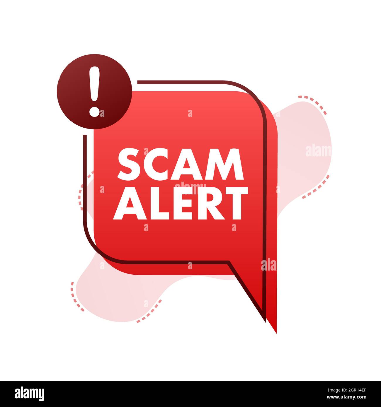 Banner with red scam alert. Attention sign. Cyber security icon. Caution warning sign sticker