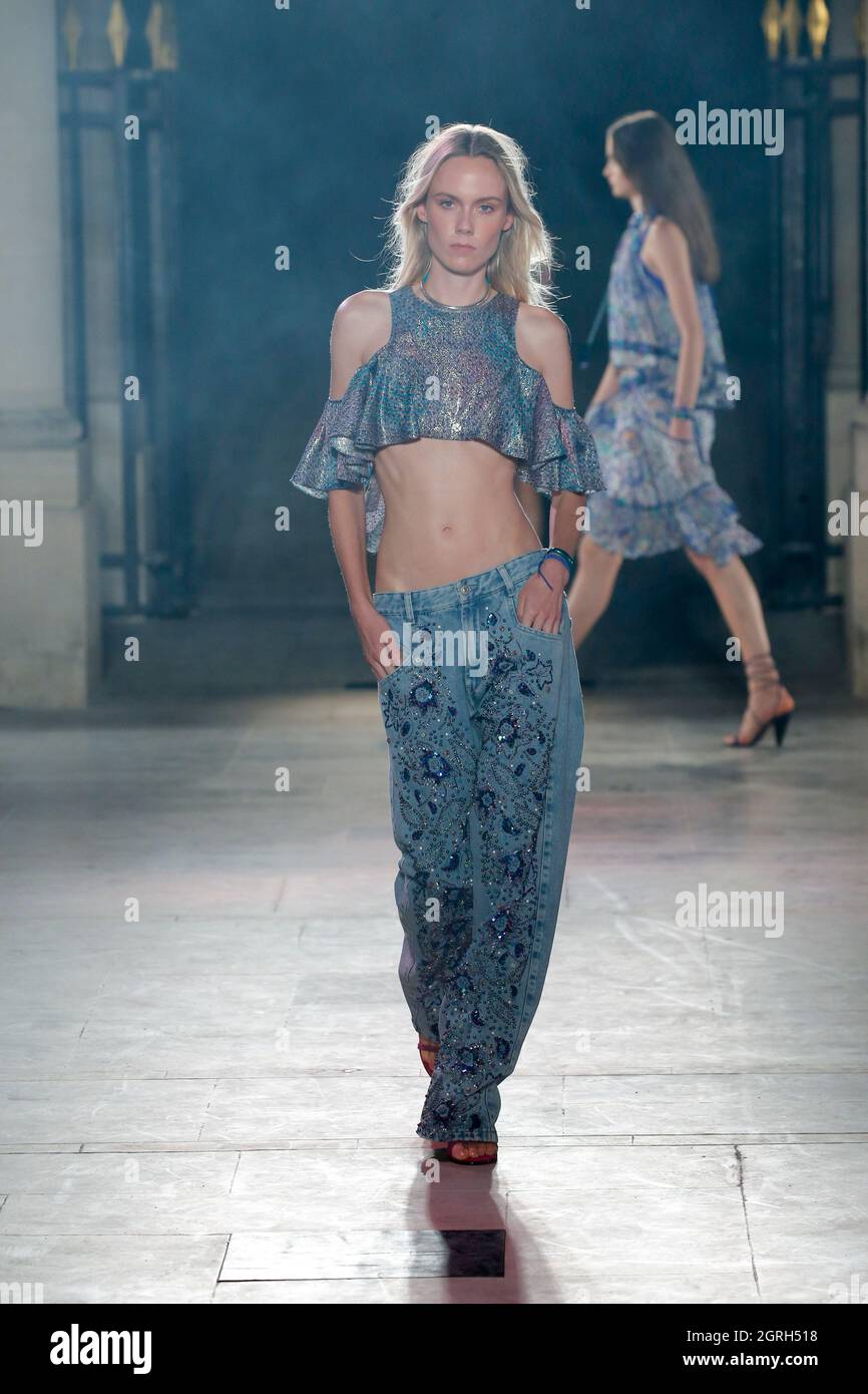 Model walks on the runway at the Isabel Marant fashion show during Spring/Summer Collections Fashion Show at Paris Fashion Week in Paris, France on Sept. 30, 2021. (Photo by Jonas Gustavsson/Sipa