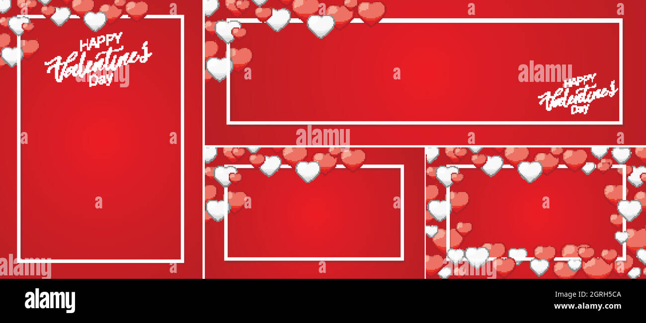 Valentine theme with many frame designs with heart shapes Stock Vector