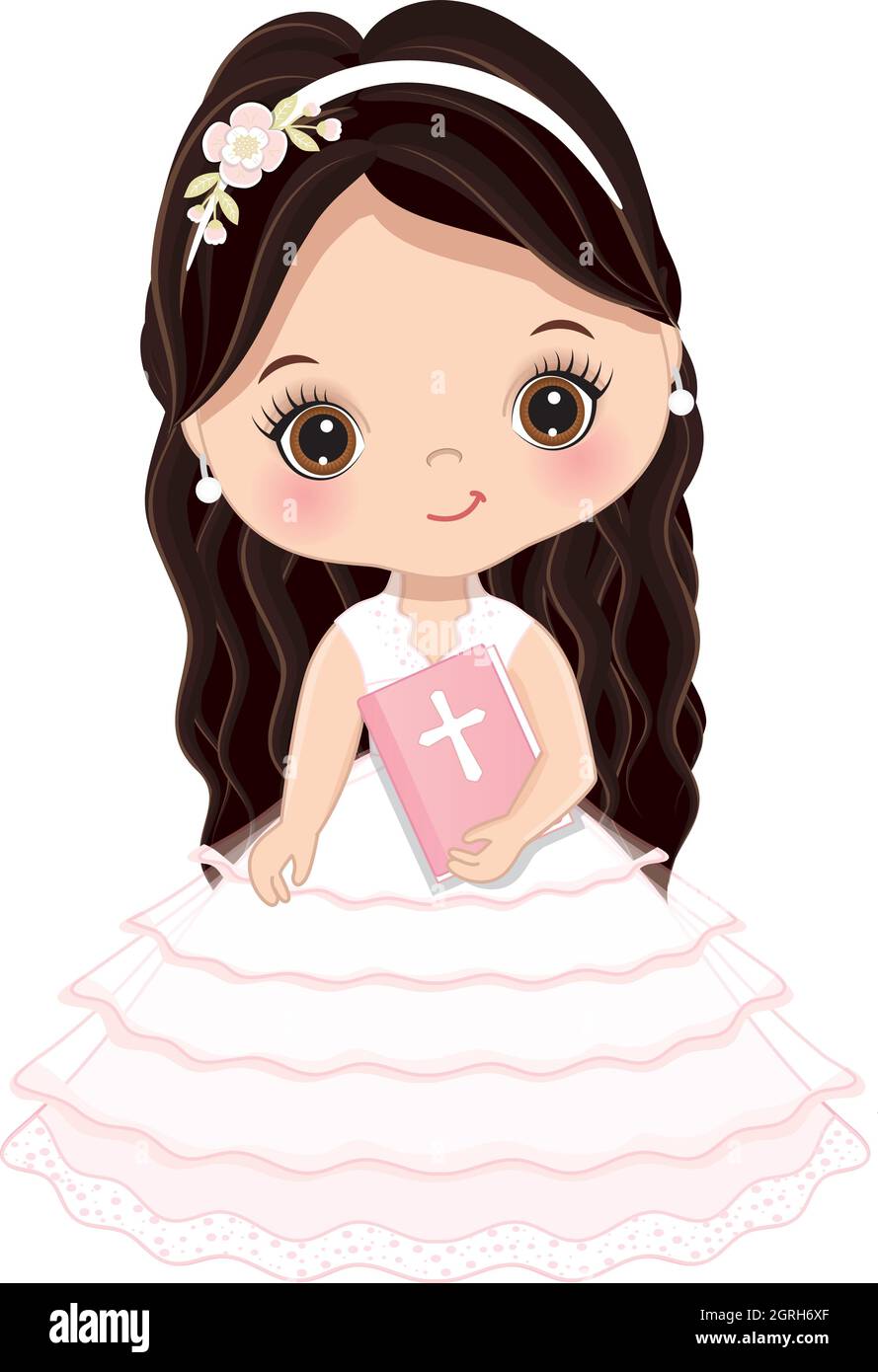 First Communion for Girl. Vector 1st Communion for Cute Little Girl