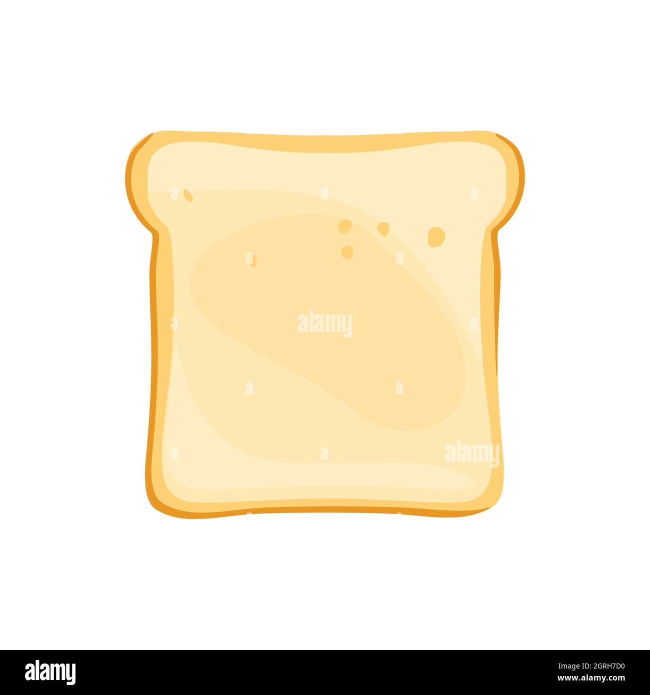 Sliced toast bread isolated on white. Toast top view. Single slice of lightly toasted white bread. Vector Stock Vector