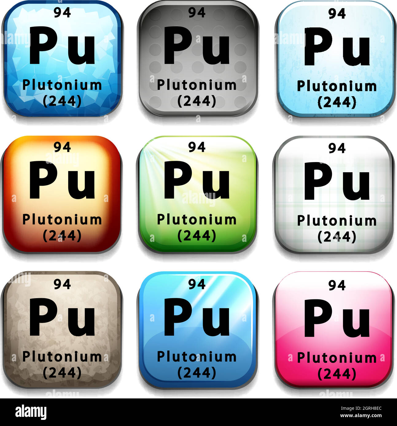 An icon showing the chemical Plutonium Stock Vector