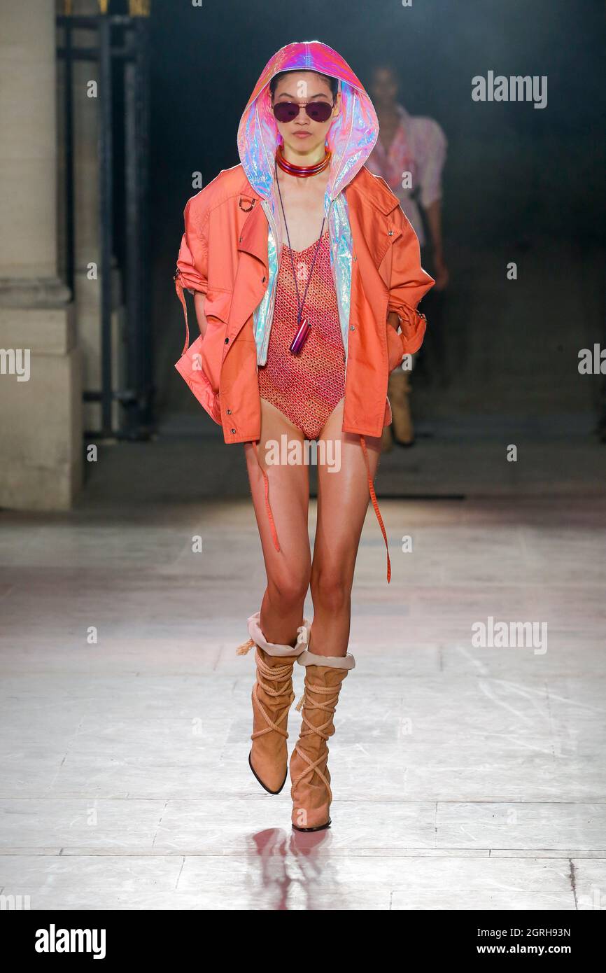 Model walks on the runway at the Isabel Marant fashion show during  Spring/Summer 2022 Collections Fashion Show at Paris Fashion Week in Paris,  France on Sept. 30, 2021. (Photo by Jonas Gustavsson/Sipa