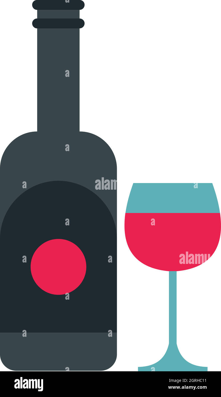 Wine and glass icon, flat style Stock Vector Image & Art - Alamy