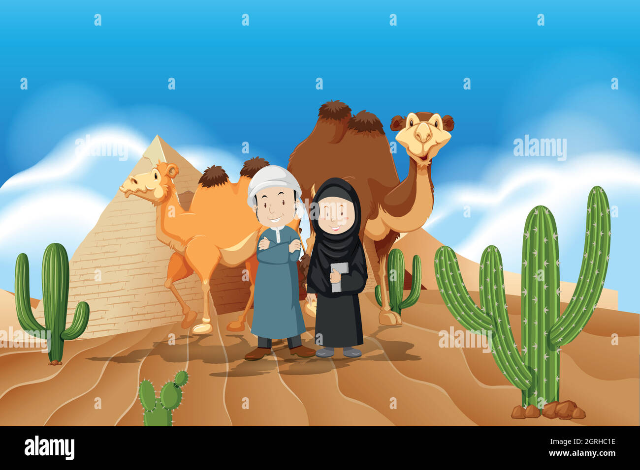 Arabic couple at desert Stock Vector