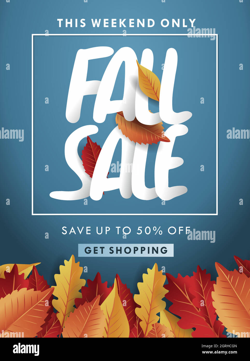 Autumn sale banner background with fall leaves. Vector illustration Stock Vector
