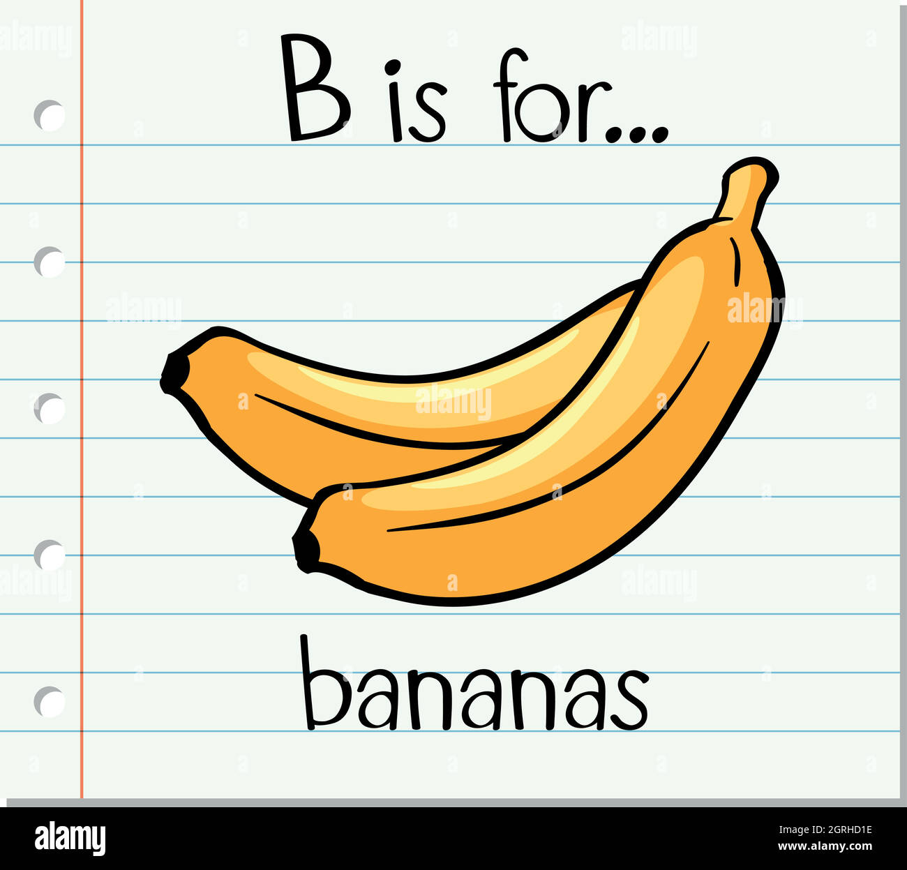 Flashcard letter B is for bananas Stock Vector