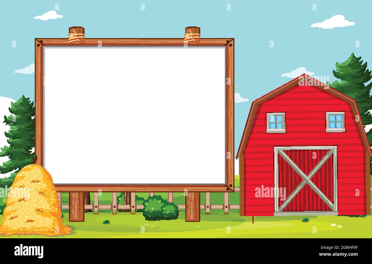 Empty banner board in nuture farm scenery Stock Vector