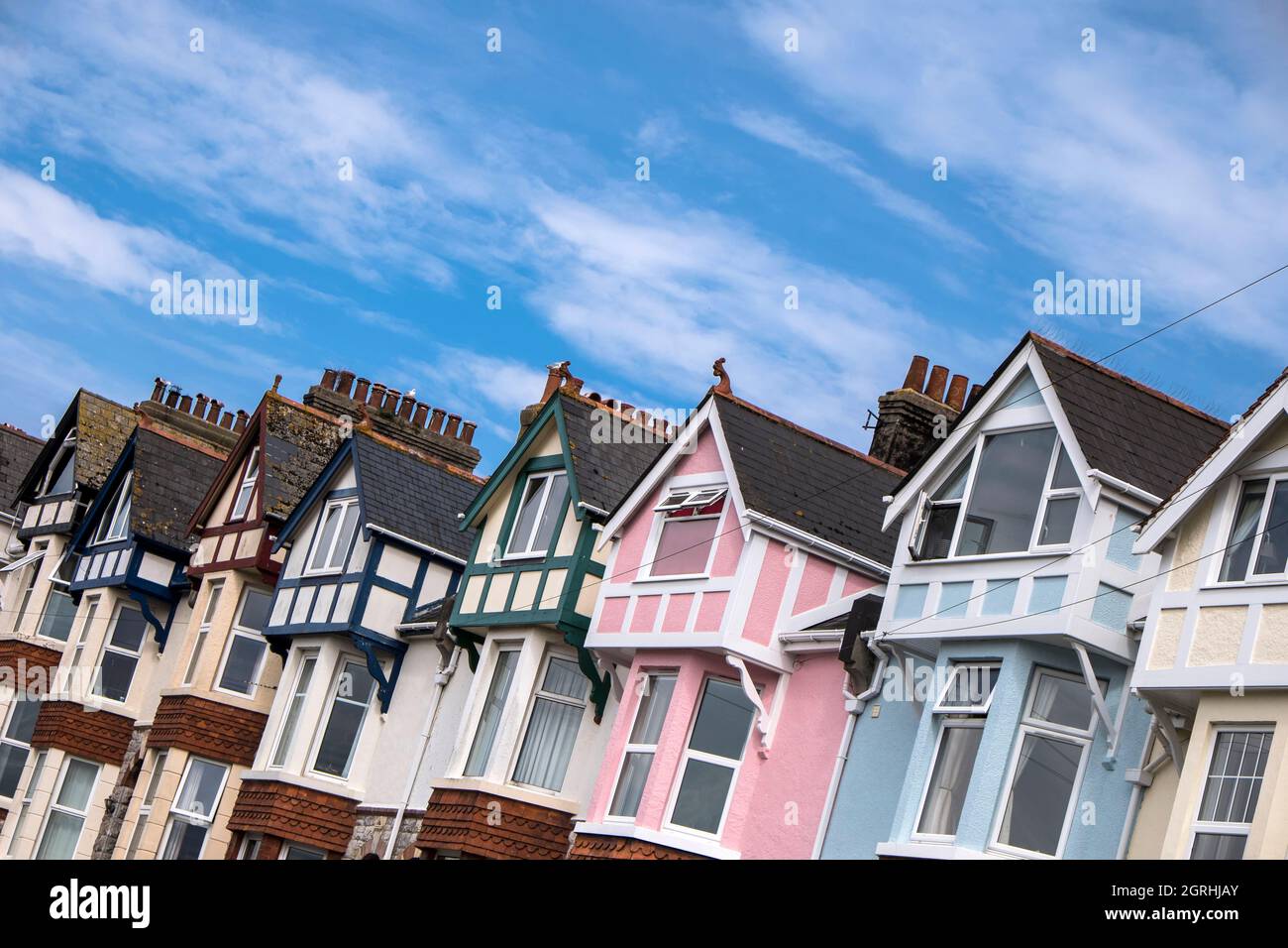 Coloured houses in Brixham, Devon, Englan Stock Photo