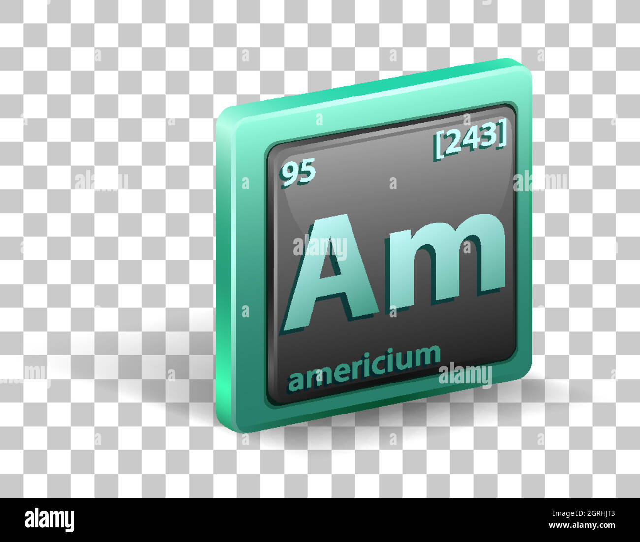 Americium chemical element. Chemical symbol with atomic number and atomic mass. Stock Vector