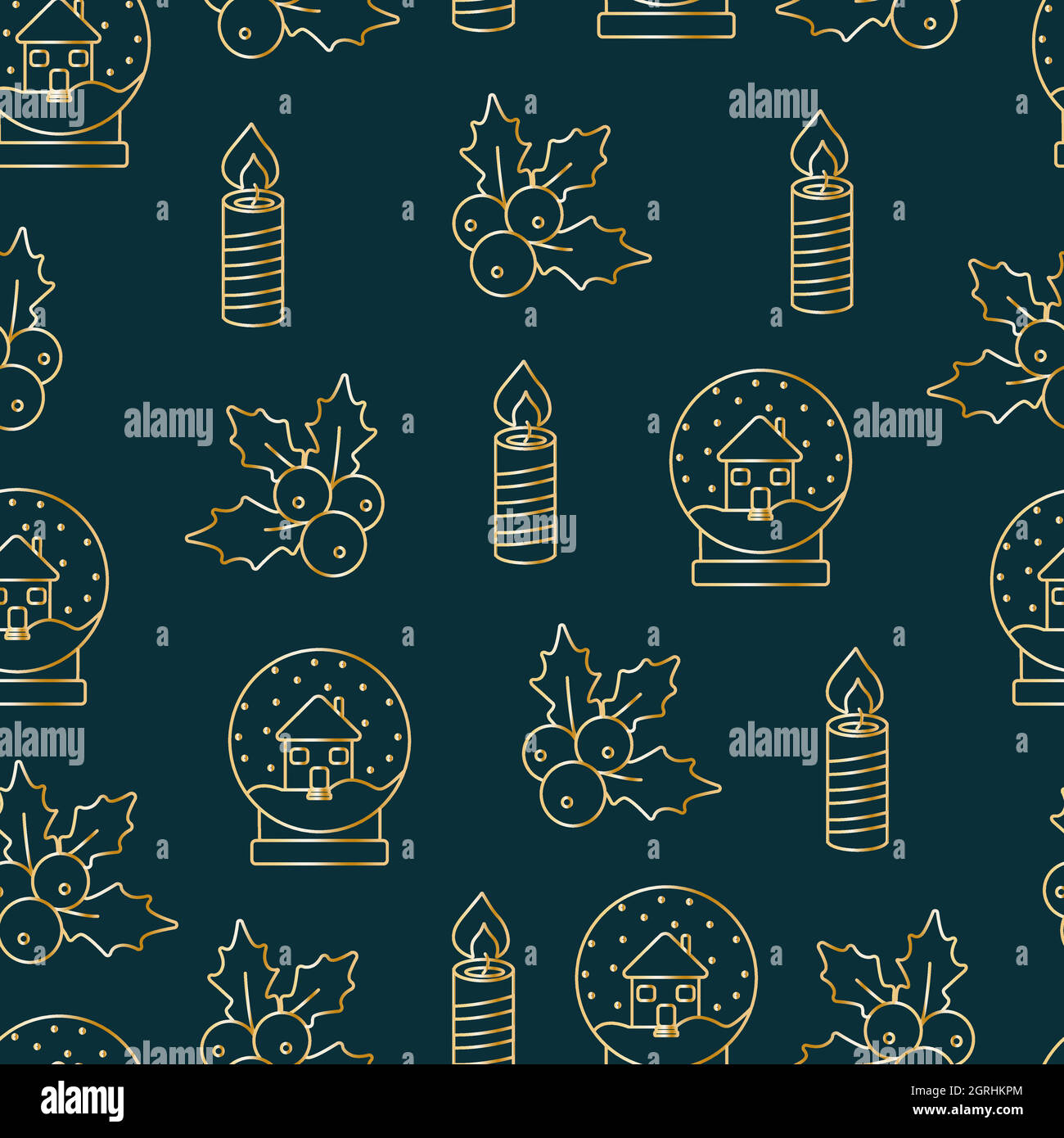 Christmas seamless patterns, prints with gold elements. Vector patterns. Golden objects on a dark background Stock Vector