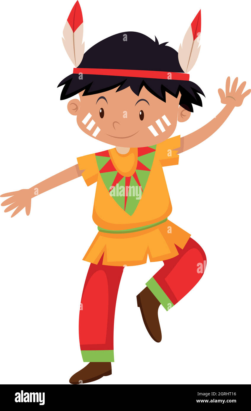 Little boy in american indian costume Stock Vector Image & Art - Alamy