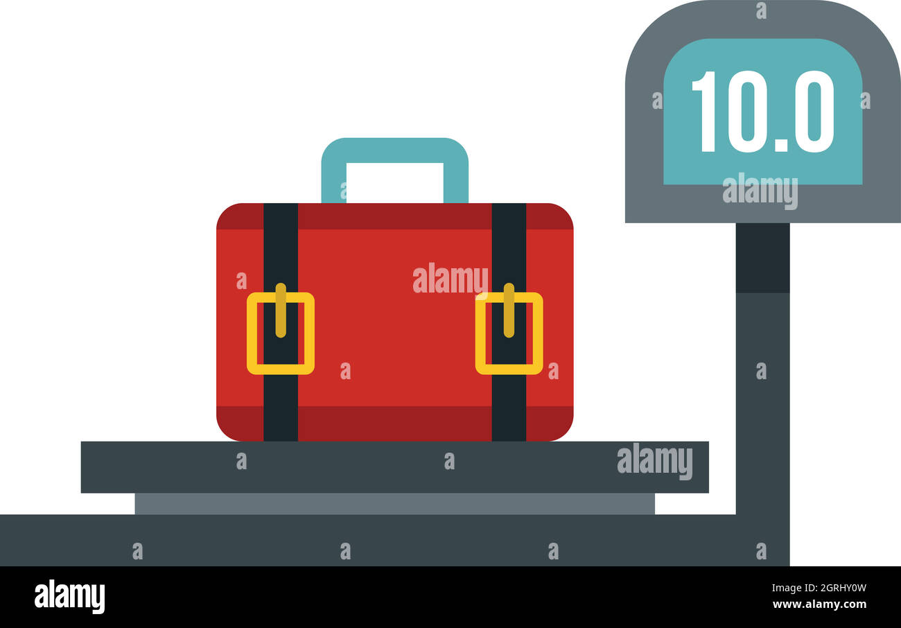 luggage weighing icon, flat style Stock Vector