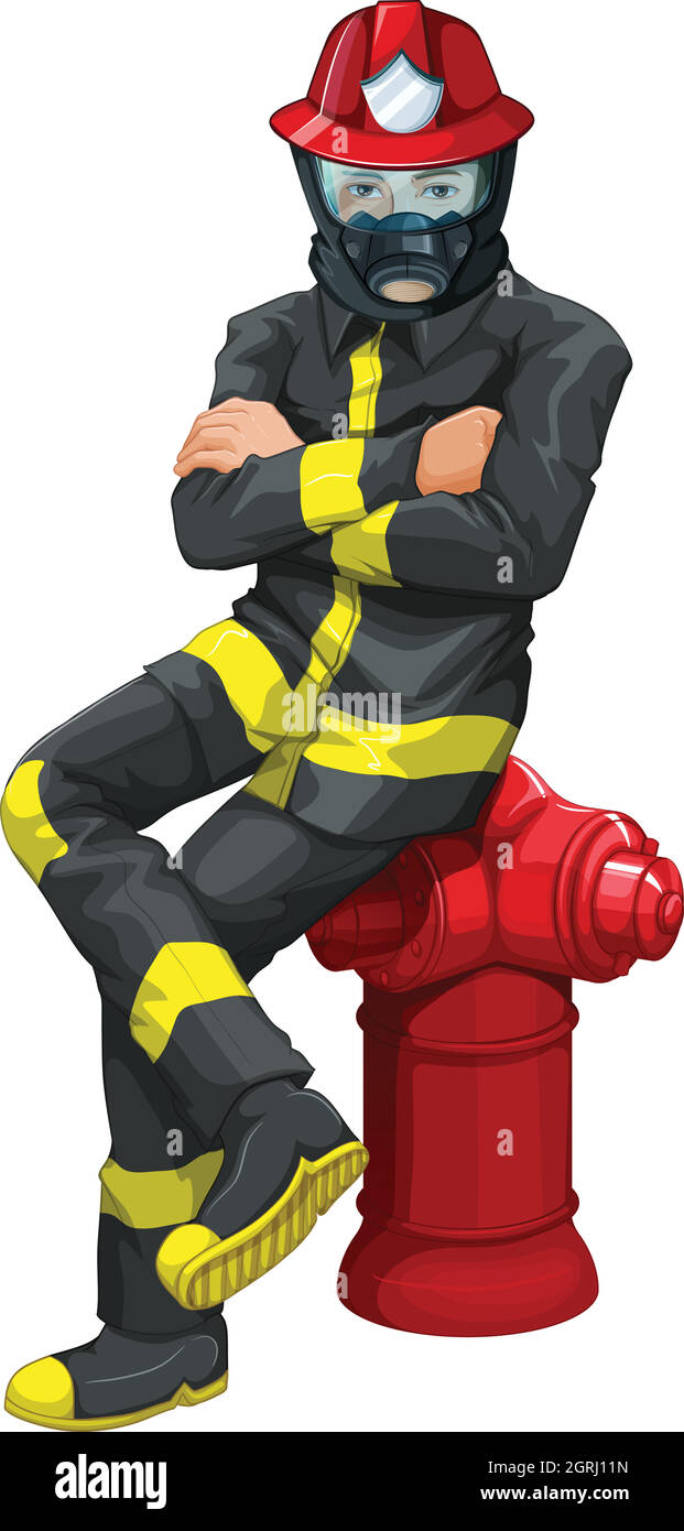 A fireman sitting above the hydrant Stock Vector Image & Art - Alamy