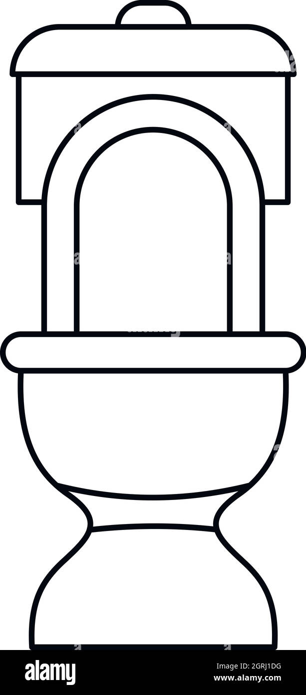 Toilet bowl icon, outline style Stock Vector