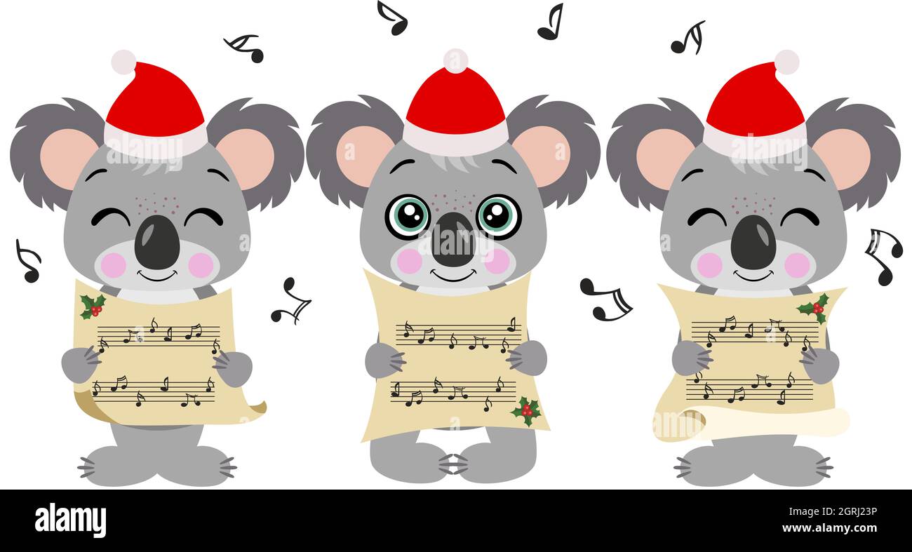 Group of cute koalas chorus singing Christmas songs Stock Photo Alamy